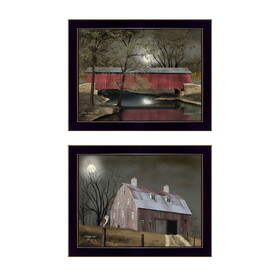 "Midnight Moon Collection" 2-Piece Vignette by Billy Jacobs, Printed Wall Art, Ready to Hang Framed Poster, Black Frame B06786889