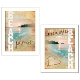 "Beach Please Collection" 2-Piece Vignette by Marla Rae, Printed Wall Art, Ready to Hang Framed Poster, White Frame B06786895