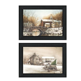 "Winter Reflections Collection" 2-Piece Vignette by John Rossini, Printed Wall Art, Ready to Hang Framed Poster, Black Frame B06786899