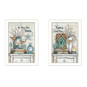 "Home Sweet Home Collection" 2-Piece Vignette by Mary June, Printed Wall Art, Ready to Hang Framed Poster, White Frame B06786921