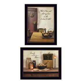 "Home and Family Collection" 2-Piece Vignette by Susan Boyer, Printed Wall Art, Ready to Hang Framed Poster, Black Frame B06786928