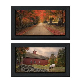 "October Lane Collection" 2-Piece Vignette by Robin-Lee Vieira, Printed Wall Art, Ready to Hang Framed Poster, Black Frame B06786932