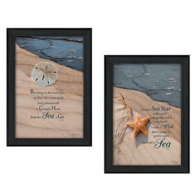 "A Gift from the Sea Collection" 2-Piece Vignette by Robin-Lee Vieira, Printed Wall Art, Ready to Hang Framed Poster, Black Frame B06786933