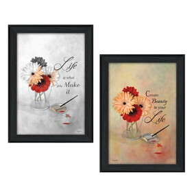 "Create Beauty Collection" 2-Piece Vignette by Robin-Lee Vieira, Printed Wall Art, Ready to Hang Framed Poster, Black Frame B06786934