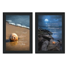 "Sea Dream Collection" 2-Piece Vignette by Robin-Lee Vieira, Printed Wall Art, Ready to Hang Framed Poster, Black Frame B06786935