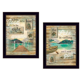 "Lost in the Right Direction Collection" 2-Piece Vignette by Marla Rae, Printed Wall Art, Ready to Hang Framed Poster, Black Frame B06786936
