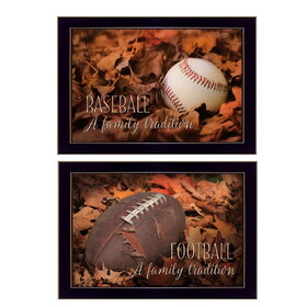 "Baseball and Football Collection" 2-Piece Vignette by Lori Deiter, Printed Wall Art, Ready to Hang Framed Poster, Black Frame B06786941