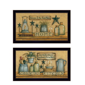 "Country Welcome Collection" 2-Piece Vignette by Mary June, Printed Wall Art, Ready to Hang Framed Poster, Black Frame B06786946