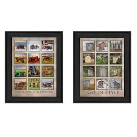 "Farming Collection" 2-Piece Vignette by Lori Deiter, Printed Wall Art, Ready to Hang Framed Poster, Black Frame B06786949