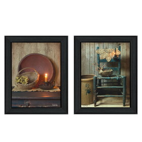 "Warm Home Setting Collection" 2-Piece Vignette by Susan Boyer, Printed Wall Art, Ready to Hang Framed Poster, Black Frame B06786951