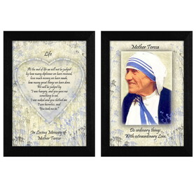 "Life Quotes 2-Piece Vignette by Mother Teresa Collection", Printed Wall Art, Ready to Hang Framed Poster, Black Frame B06786956