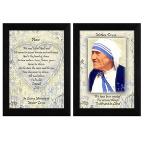 "Peace Quotes 2-Piece Vignette by Mother Teresa Collection", Printed Wall Art, Ready to Hang Framed Poster, Black Frame B06786957