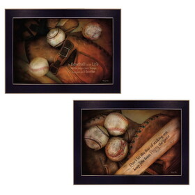 "Baseball Collection" 2-Piece Vignette by Robin-Lee Vieira, Printed Wall Art, Ready to Hang Framed Poster, Black Frame B06786958