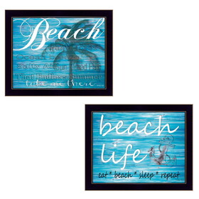 "Beach Life Collection" 2-Piece Vignette by Cindy Jacobs, Printed Wall Art, Ready to Hang Framed Poster, Black Frame B06786960