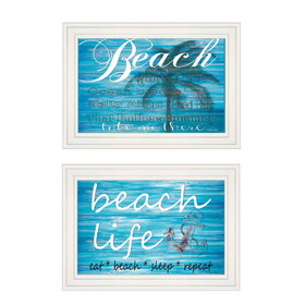 "Beach Life" 2-Piece Vignette by Cindy Jacobs, White Frame B06786962