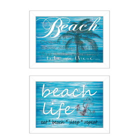 "Beach Life" 2-Piece Vignette by Cindy Jacobs, White Frame B06786964