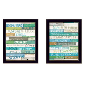 "Live in The Present Collection" 2-Piece Vignette by Marla Rae, Printed Wall Art, Ready to Hang Framed Poster, Black Frame B06786965