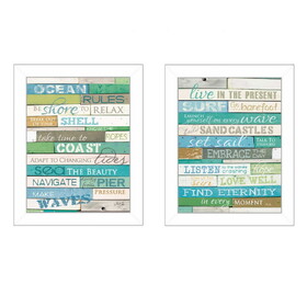 "Live in The Present Collection" 2-Piece Vignette by Marla Rae, Printed Wall Art, Ready to Hang Framed Poster, White Frame B06786966
