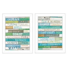 "Live in The Present Collection" 2-Piece Vignette by Marla Rae, Printed Wall Art, Ready to Hang Framed Poster, White Frame B06786968