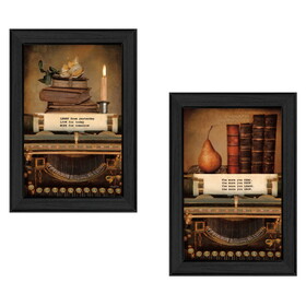 "Vintage Lessons Collection" 2-Piece Vignette by Robin-Lee Vieira, Printed Wall Art, Ready to Hang Framed Poster, Black Frame B06786969
