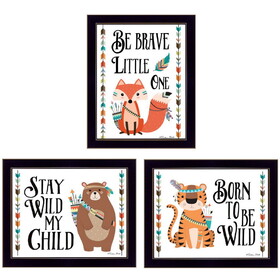 "be Brave Little One Collection" 3-Piece Vignette by Susan Boyer, Printed Wall Art, Ready to Hang Framed Poster, Black Frame B06786970