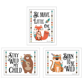 "be Brave Little One Collection" 3-Piece Vignette by Susan Boyer, Printed Wall Art, Ready to Hang Framed Poster, White Frame B06786971