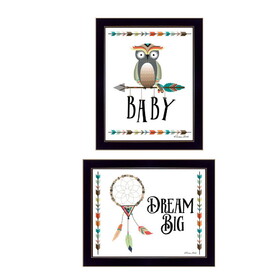 "Baby Owl/Dream Big Collection" 3-Piece Vignette by Susan Boyer, Printed Wall Art, Ready to Hang Framed Poster, Black Frame B06786972