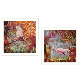 "Everglades Gliders Collection" 2-Piece Vignette by Ed Wargo, Printed Wall Art, Ready to Hang Framed Poster, White Frame B06786975