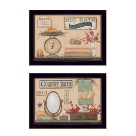 "Country Bath III Collection" 2-Piece Vignette by Pam Britton, Printed Wall Art, Ready to Hang Framed Poster, Black Frame B06786985