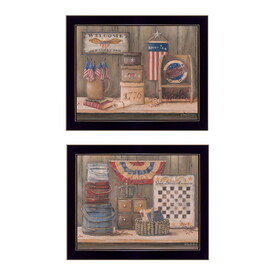 "Sweet Land of Liberty Collection" 2-Piece Vignette by Pam Britton, Printed Wall Art, Ready to Hang Framed Poster, Black Frame B06786988