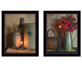 "Country Candlelight Collection" 2-Piece Vignette by Susan Boyer, Printed Wall Art, Ready to Hang Framed Poster, Black Frame B06786991