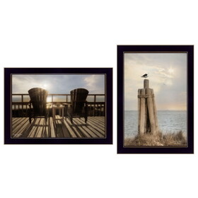 "by The Sea Collection" 2-Piece Vignette by Lori Deiter, Printed Wall Art, Ready to Hang Framed Poster, Black Frame B06787003