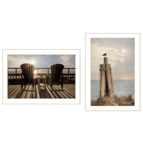 "by The Sea Collection" 2-Piece Vignette by Lori Deiter, Printed Wall Art, Ready to Hang Framed Poster, White Frame B06787004