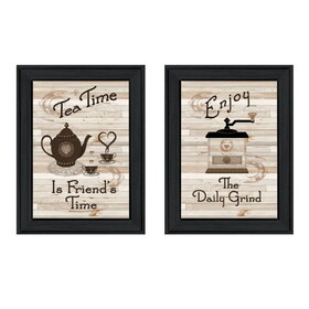 "Enjoy Tea Time" 2-Piece Vignette by Millwork Engineering, Black Frame B06787029