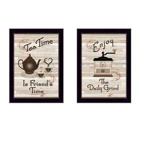 "Enjoy Tea Time" 2-Piece Vignette by Millwork Engineering, Black Frame B06787030