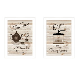 "Enjoy Tea Time" 2-Piece Vignette by Millwork Engineering, White Frame B06787031