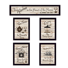 Trendy Decor 4U "Kitchen Friendship Collection II" Framed Wall Art, Modern Home Decor 5 Piece Vignette for Living Room, Bedroom & Farmhouse Wall Decoration by Millwork Engineering B06787054