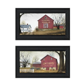 "Antique Barn & Quilt Barn" 2-Piece Vignette by Billy Jacobs, Black Frame B06787085