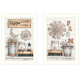 "Farm Living" 2-Piece Vignette by Mary Ann June, White Frame B06787093