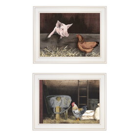 "Bacon & Eggs" 2-Piece Vignette by Billy Jacobs, White Frame B06787107