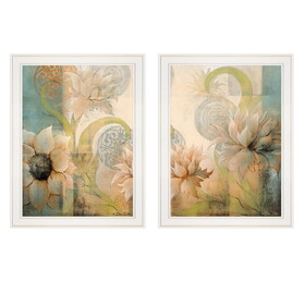 "Meandering Flowers I & II" 2-Piece Vignette by Dee Dee, White Frame B06787122