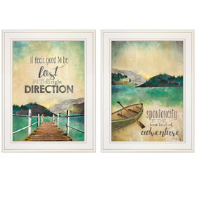 "Right Direction / Adventure" 2-Piece Vignette by Marla Rae, White Frame B06787140