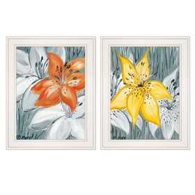 "Tiger Lilies" 2-Piece Vignette by Roey Ebert, White Frame B06787149