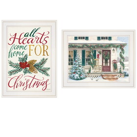 "Come Home for Christmas" 2-Piece Vignette by Cindy Jacobs and Richard Cowdrey, White Frame B06787153