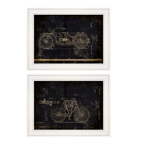 "Motor Bike Patent I & II" 2-Piece Vignette by Cloverfield & Co, White Frame B06787165