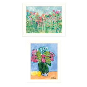 "Flower field/Bouquet" 2-Piece Vignette by Kait Roberts, White Frame B06787179