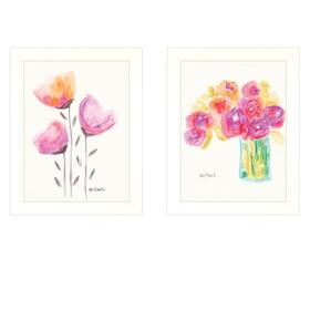 "Simple Bouquets" 2-Piece Vignette by Kait Roberts, White Frame B06787183