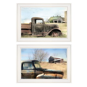 "Vintage Farm Trucks" 2-Piece Vignette by Lori Deiter, White Frame B06787194