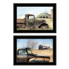 "Vintage Farm Trucks" 2-Piece Vignette by Lori Deiter, Black Frame B06787195