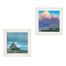 "Two Barnscapes" 2-Piece Vignette by Tim Gagnon, White Frame B06787245